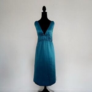 Florence & Fred Midi Sz 10 Medium Sleeveless Silk Dress NWT Blue